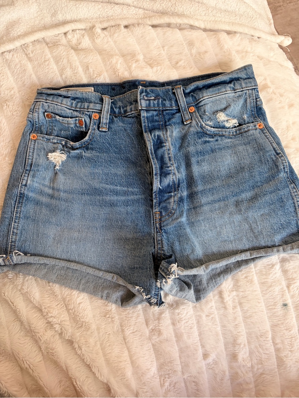 GAP Distressed Light Blue Denim Cutoff Shorts